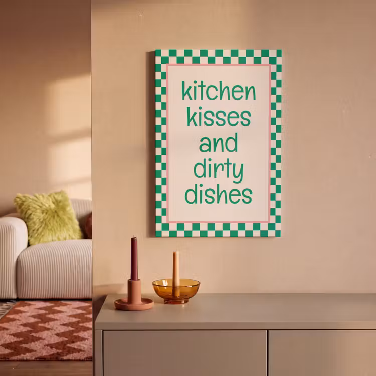 Quote - Groen - Geblokt - Keuken canvas 2cm klein -sfeer1
