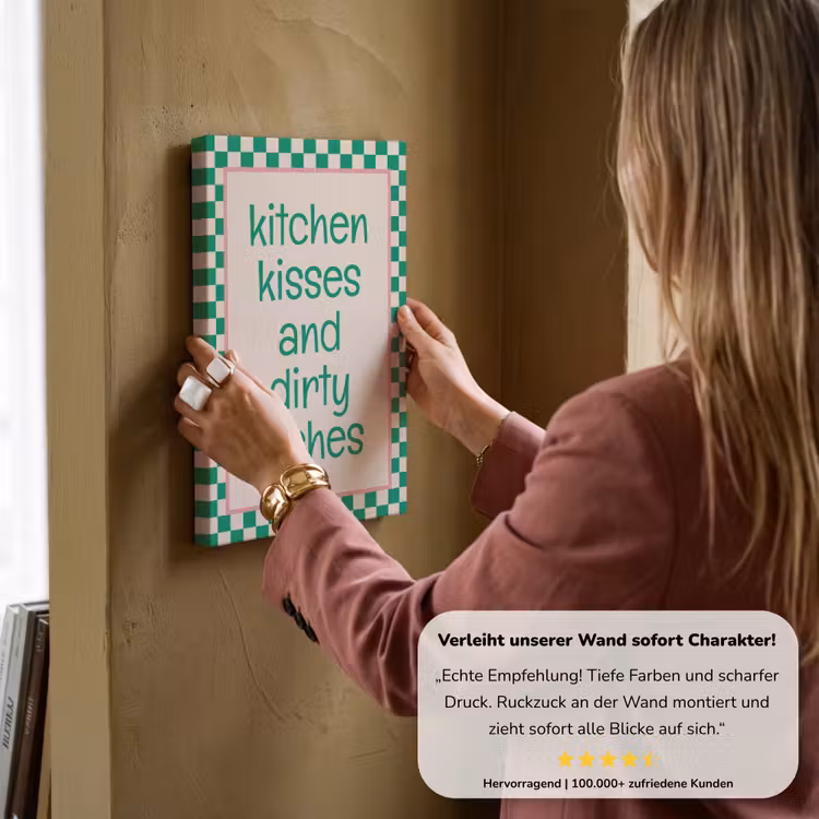 Quote - Groen - Geblokt - Keuken canvas 2cm klein -sfeer3