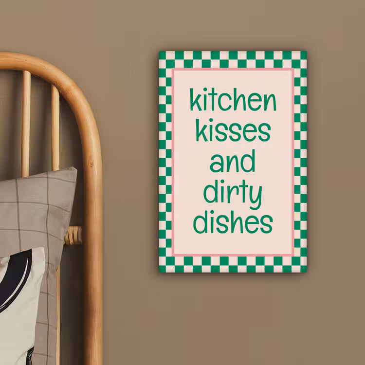 Quote - Groen - Geblokt - Keuken canvas 2cm klein -sfeer6