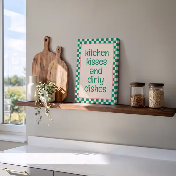 Quote - Groen - Geblokt - Keuken canvas 2cm klein -closeup_print_DE