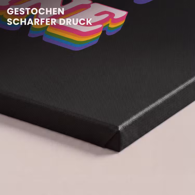 Quote - Regenboog - Roze - Zwart canvas 2cm klein -closeup_print_DE
