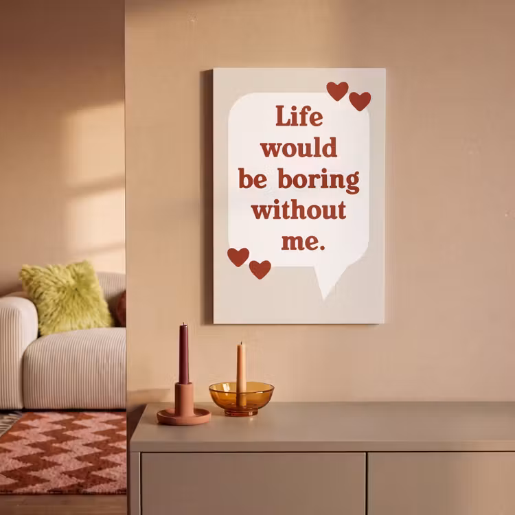 Quote - Tekstballon - Hartjes canvas 2cm klein -sfeer1