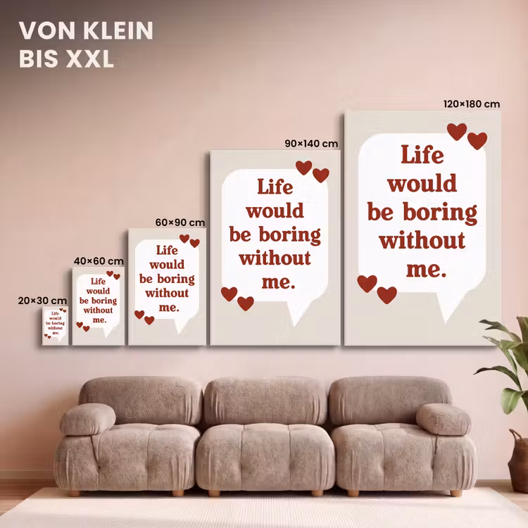Quote - Tekstballon - Hartjes canvas 2cm klein -Xsfeer8_DE