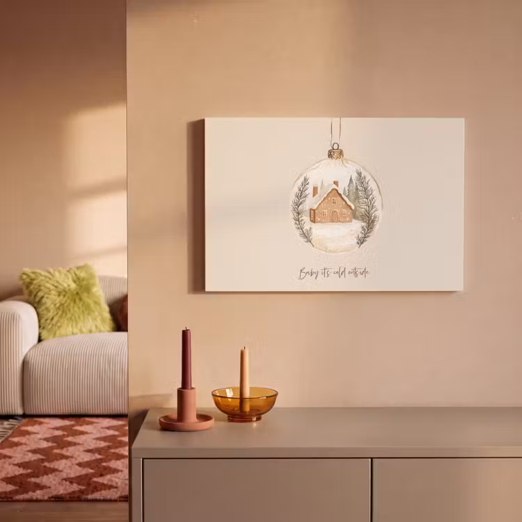 Quote - Winter - Kerst - Beige - Kerstbal canvas 2cm klein -sfeer1