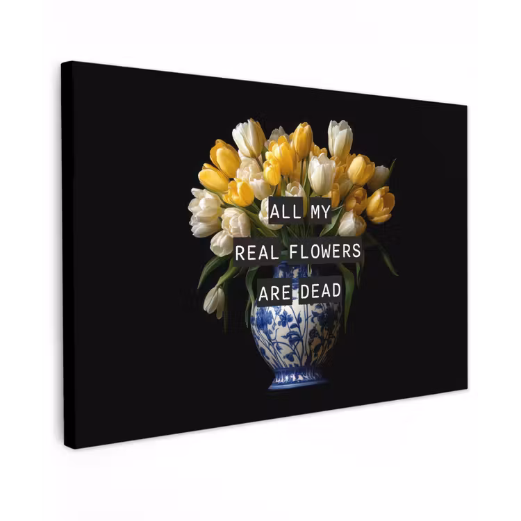 Quotes - Bloem - Tulp - Geel canvas 2cm klein -z3d