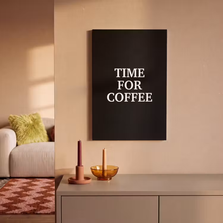 Quotes - Letters - Koffie - Zwart canvas 2cm klein -sfeer1