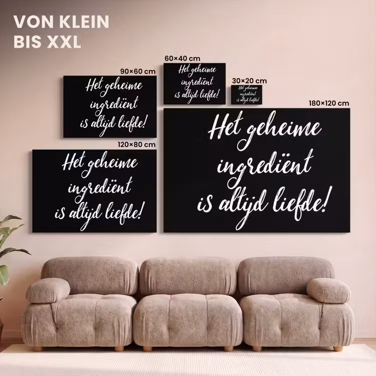 Quotes - Koken - Het geheime ingrediënt is altijd liefde! - Spreuken - Liefde canvas 2cm klein -Xsfeer8_DE