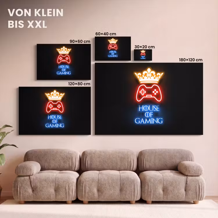Gaming quotes - Neon - House of gaming - Kroon - Tekst canvas 2cm klein -Xsfeer8_DE