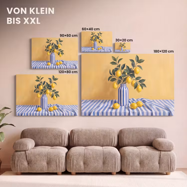 Leinwandbild - Zitrone – Stillleben – Modern - Citroen - Stilleven - Modern canvas 2cm klein