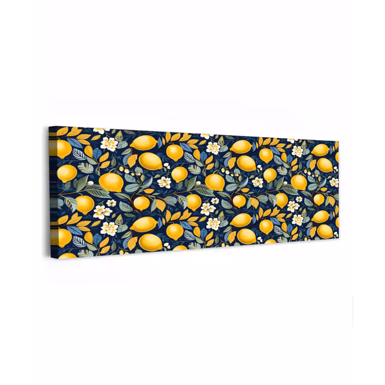 Citroenen - Bloemen - Bladeren - Blauw canvas 2cm klein 828 -z3d