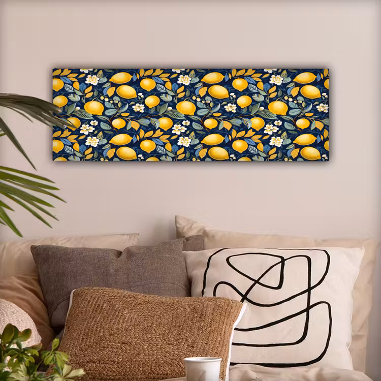 Citroenen - Bloemen - Bladeren - Blauw canvas 2cm klein 828 -sfeer1