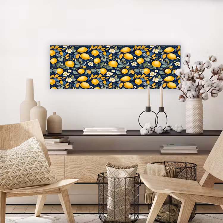 Citroenen - Bloemen - Bladeren - Blauw canvas 2cm klein 828 -sfeer6