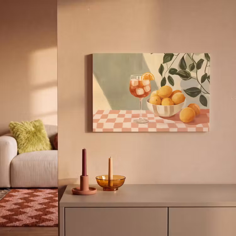 Citroenen - Glas - Tafelkleed - Geblokt canvas 2cm klein -sfeer1