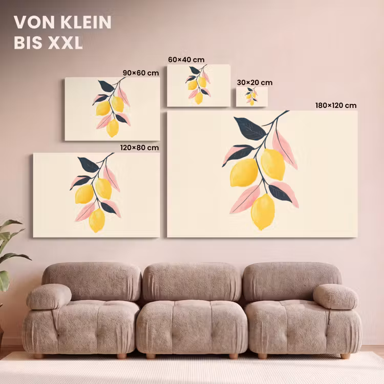Citroenen - Felgeel - Tak - Bladeren canvas 2cm klein -Xsfeer8_DE