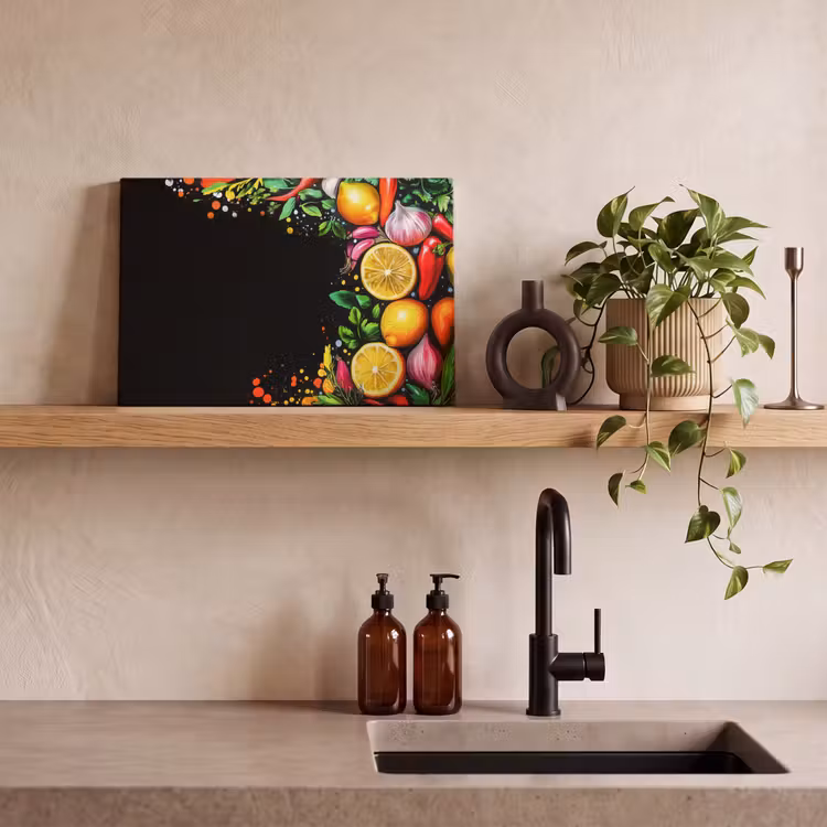 Citroenen - Peper - Kruiden - Graffiti - Verf - Abstract canvas 2cm klein -sfeer3