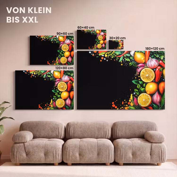 Citroenen - Peper - Kruiden - Graffiti - Verf - Abstract canvas 2cm klein -Xsfeer8_DE