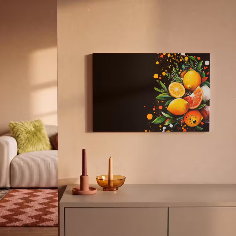 Citroenen - Zwart - Kruiden - Graffiti - Verf canvas 2cm klein -sfeer1