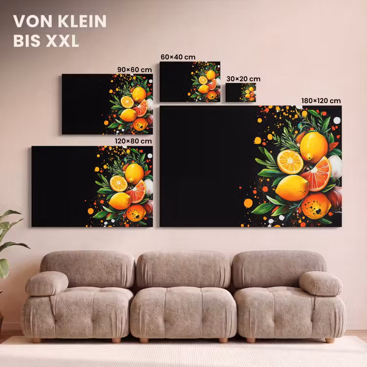 Citroenen - Zwart - Kruiden - Graffiti - Verf canvas 2cm klein -Xsfeer8_DE