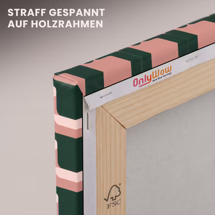 Vlechtpatroon - Groen - Roze - Geometrisch canvas 2cm klein 34 -uniquesellingpoint_afwerking-onlywow_DE