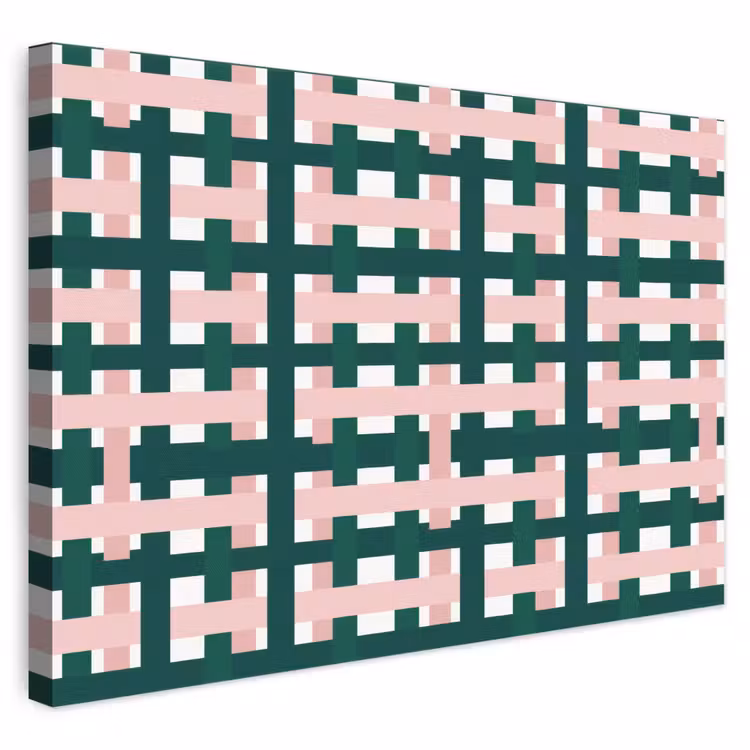 Vlechtpatroon - Groen - Roze - Grafisch canvas 2cm klein 34 -3d