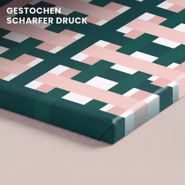 Vlechtpatroon - Groen - Roze - Grafisch canvas 2cm klein 34 -closeup_print_DE