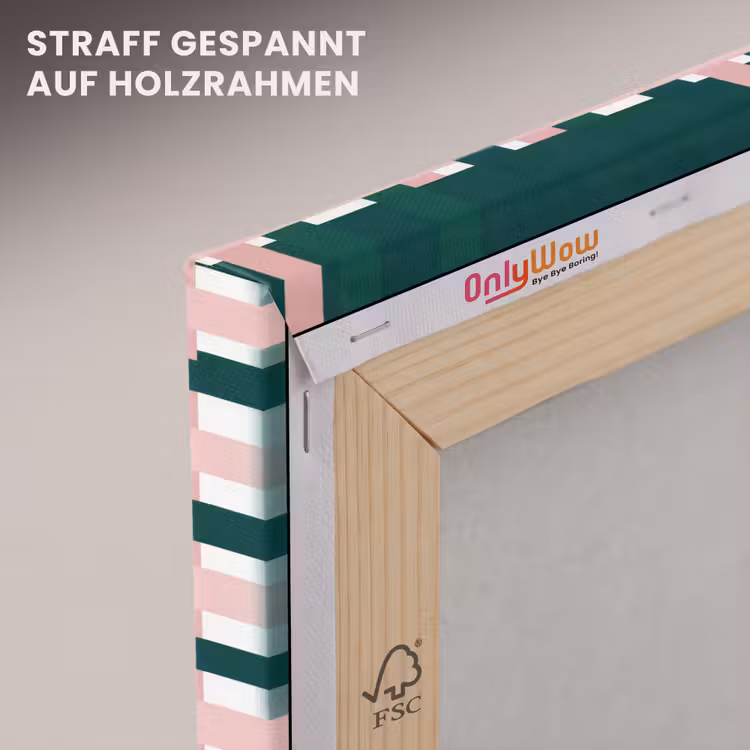 Vlechtpatroon - Groen - Roze - Grafisch canvas 2cm klein 34 -uniquesellingpoint_afwerking-onlywow_DE