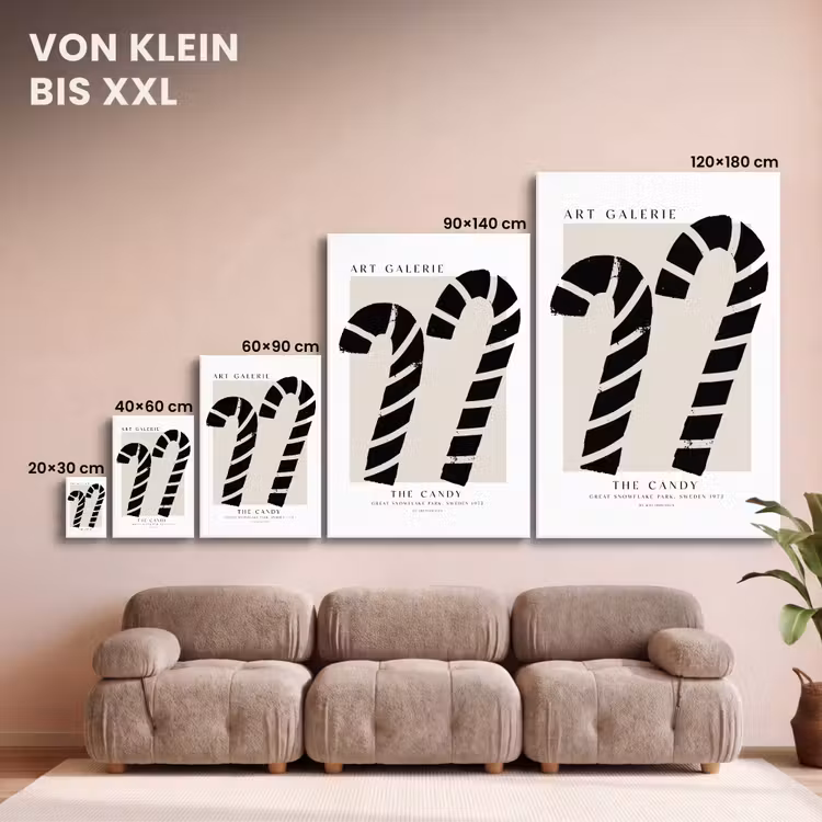 Zuurstokken - Kerst - Snoepgoed - Zwart - Feestdagen canvas 2cm klein -Xsfeer8_DE