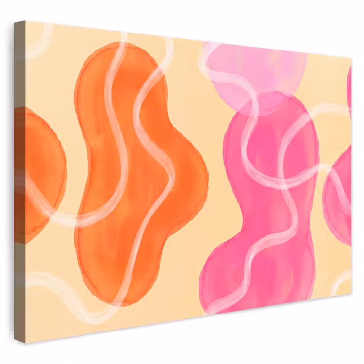 Abstract - Aquarel - Organisch - Oranje - Roze canvas 2cm klein -3d