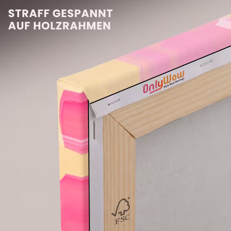 Abstract - Aquarel - Organisch - Oranje - Roze canvas 2cm klein -uniquesellingpoint_afwerking-onlywow_DE