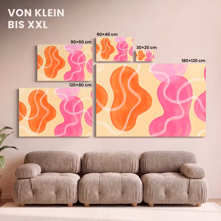 Abstract - Aquarel - Organisch - Oranje - Roze canvas 2cm klein -Xsfeer8_DE
