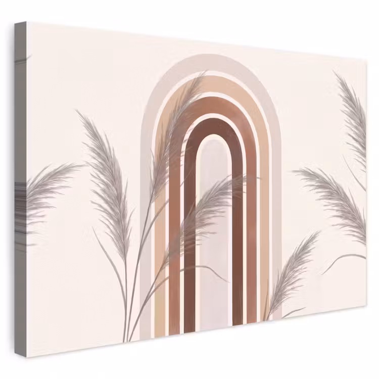 Abstract - Bogen - Plant - Boho - Beige canvas 2cm klein -3d