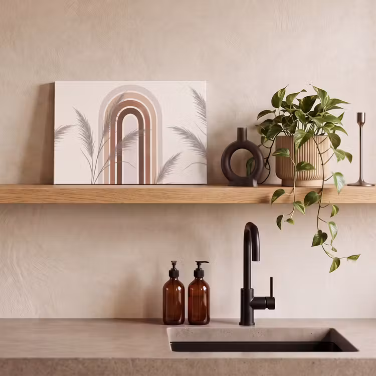 Abstract - Bogen - Plant - Boho - Beige canvas 2cm klein -sfeer3
