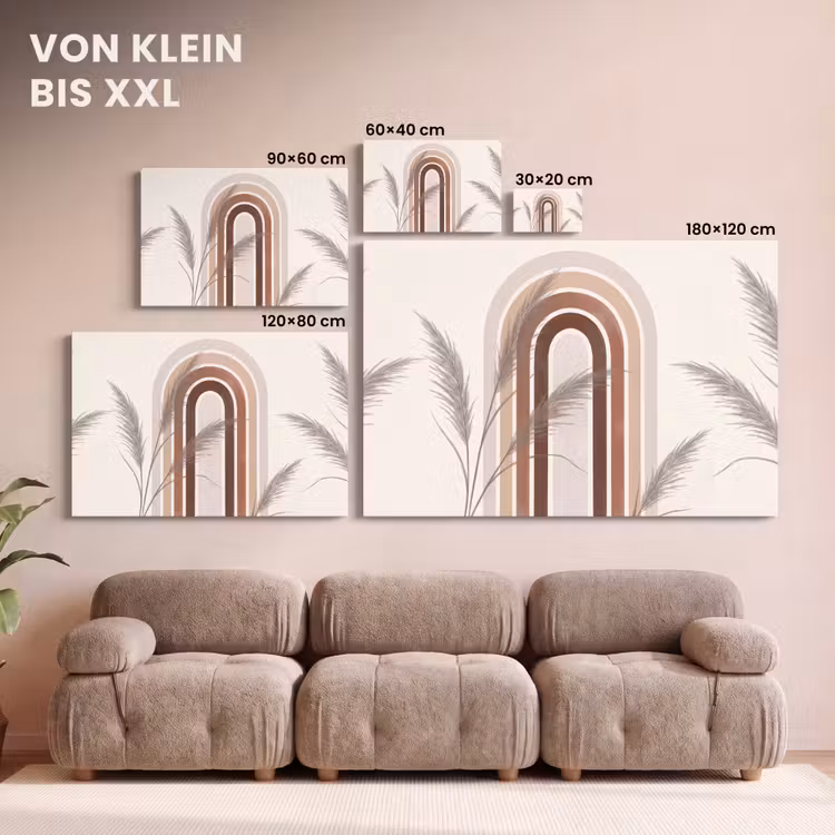 Abstract - Bogen - Plant - Boho - Beige canvas 2cm klein -Xsfeer8_DE