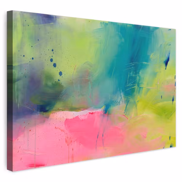 Abstract - Kleuren - Modern - Groen - Roze canvas 2cm klein -3d
