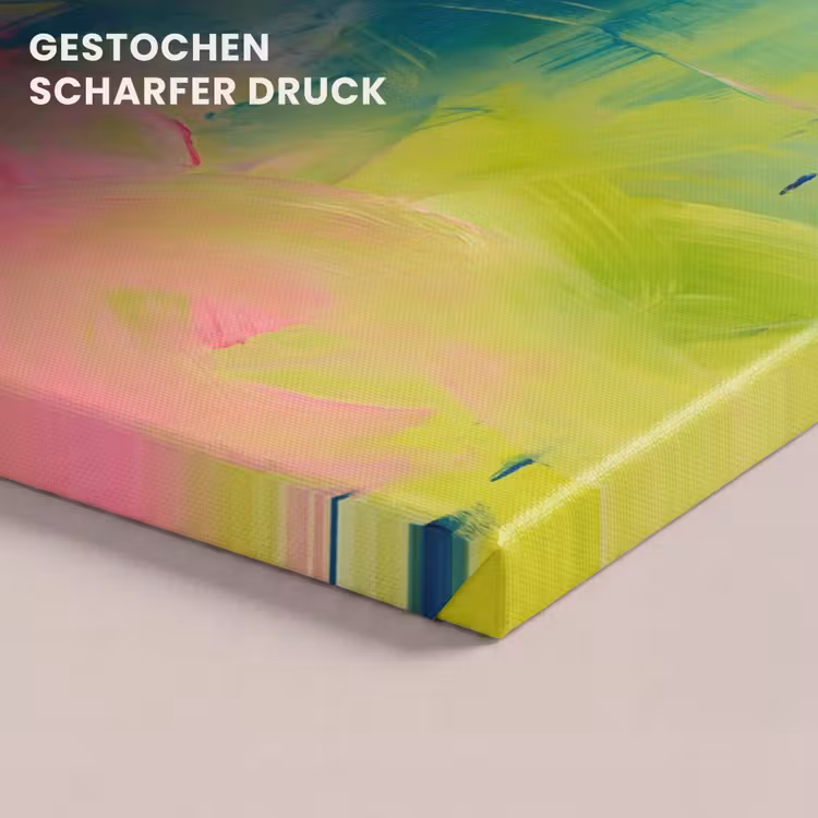 Abstract - Kleuren - Modern - Groen - Roze canvas 2cm klein -closeup_print_DE