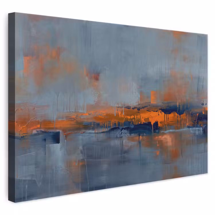 Abstract - Kleuren - Modern - Oranje - Grijs canvas 2cm klein -3d