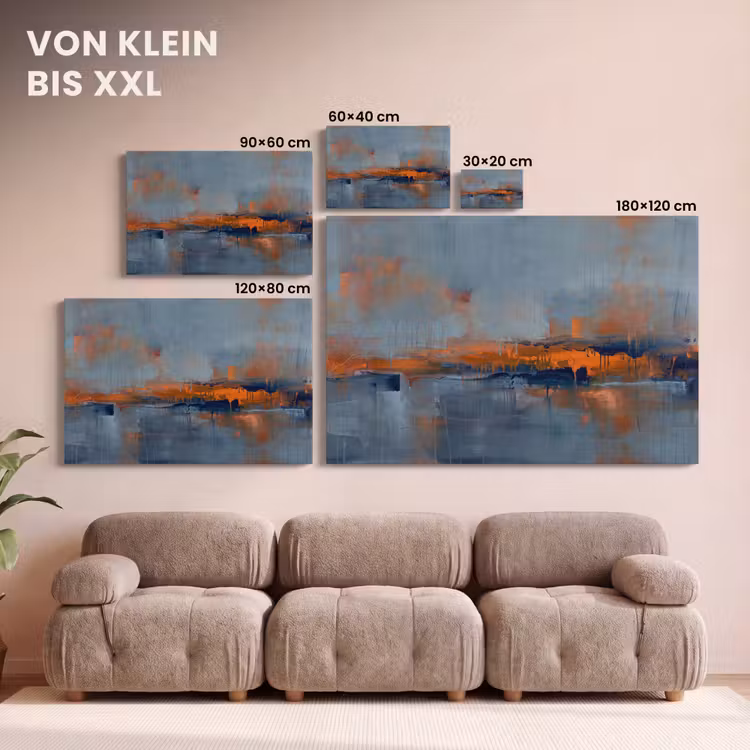 Abstract - Kleuren - Modern - Oranje - Grijs canvas 2cm klein -Xsfeer8_DE