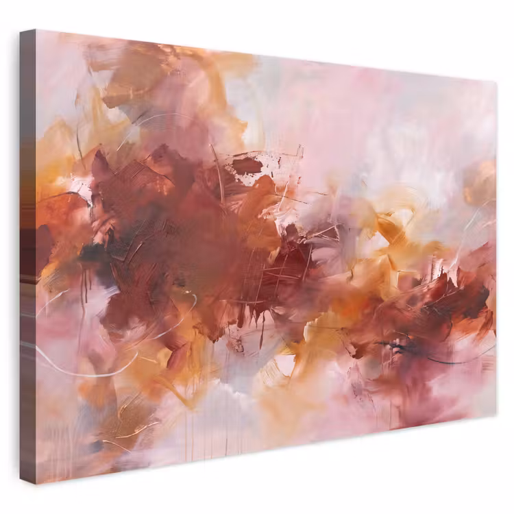 Abstract - Kleurrijk - Kunst - Modern - Roze-Rood canvas 2cm klein -3d