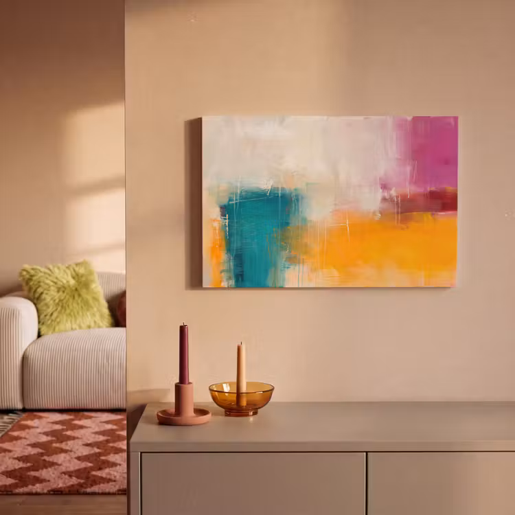 Abstract - Kleurrijk - Modern - Kunst - Oranje canvas 2cm klein -sfeer1