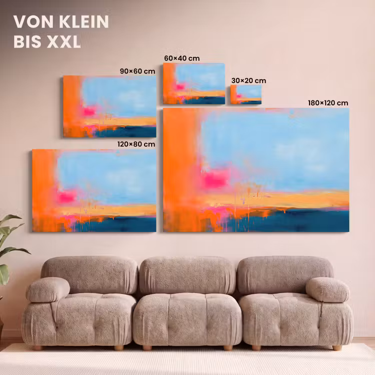 Abstract - Kleurvlakken - Modern - Oranje - Blauw canvas 2cm klein -Xsfeer8_DE
