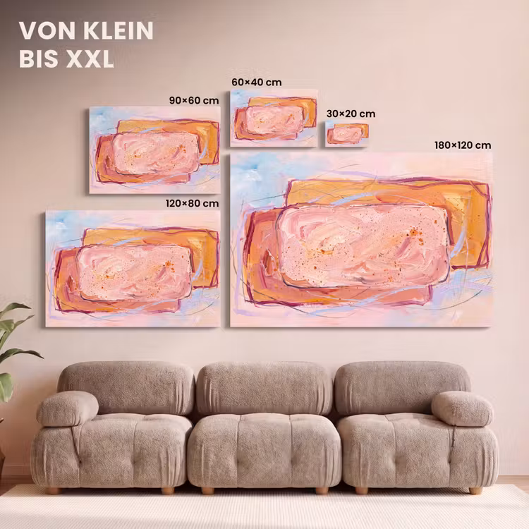 Abstract - Vormen - Modern - Roze canvas 2cm klein -Xsfeer8_DE