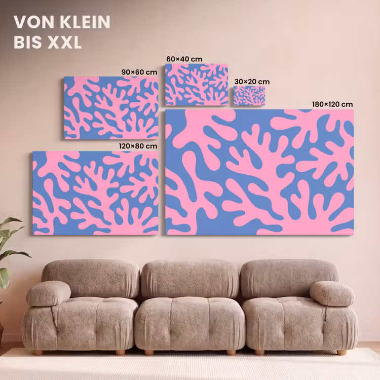 Abstract - Vormen - Roze - Blauw canvas 2cm klein -Xsfeer8_DE