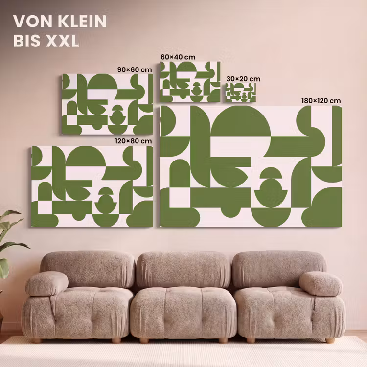 Abstract - Geometrie - Modern - Groen - Wit canvas 2cm klein -Xsfeer8_DE