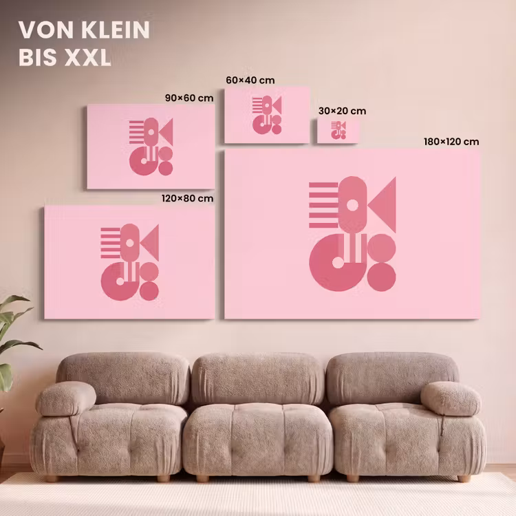 Abstract - Geometrisch - Vormen - Roze canvas 2cm klein -Xsfeer8_DE