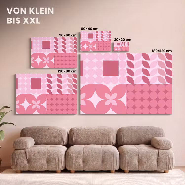 Abstract - Geometrisch - Patroon - Modern - Roze canvas 2cm klein -Xsfeer8_DE