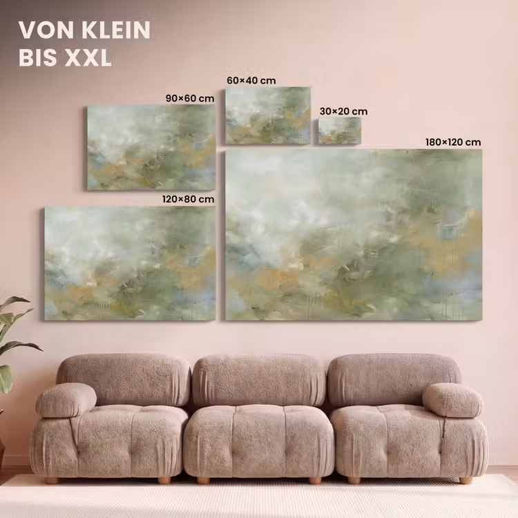 Abstract - Groen - Beige - Modern - Kunst canvas 2cm klein -Xsfeer8_DE