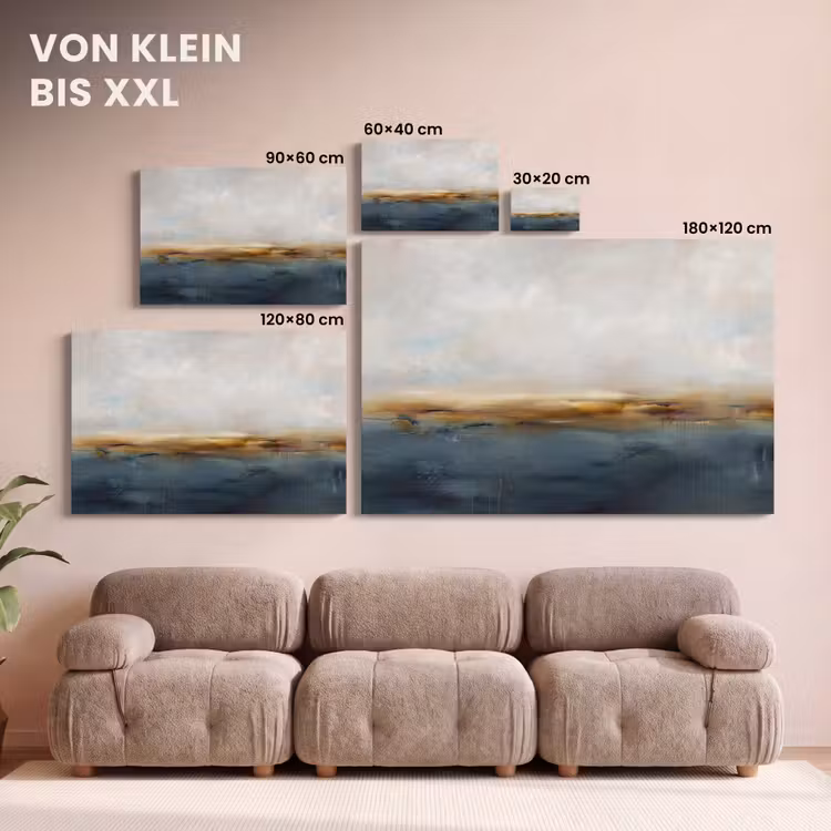 Abstract - Horizon - Water - Modern - Beige canvas 2cm klein -Xsfeer8_DE