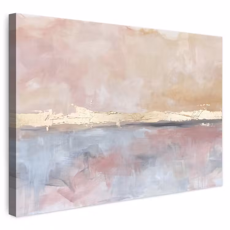 Abstract - Horizontaal - Kunst - Roze - Goud canvas 2cm klein -3d