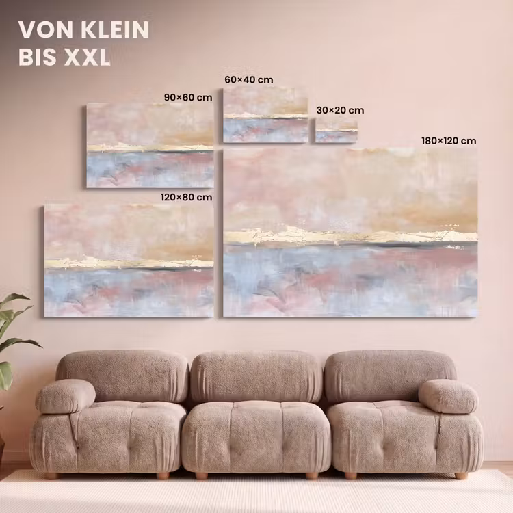 Abstract - Horizontaal - Kunst - Roze - Goud canvas 2cm klein -Xsfeer8_DE