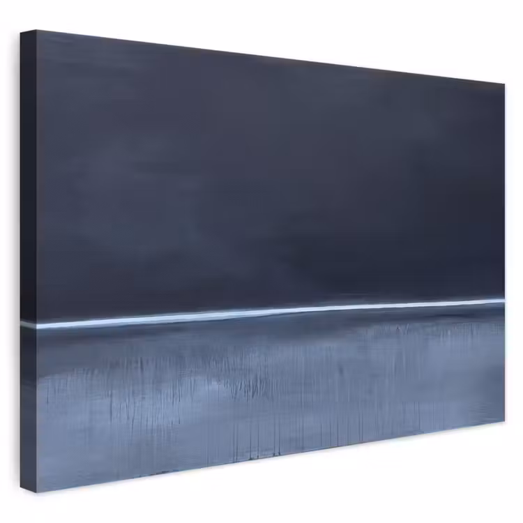Abstract - Horizontale lijn - Minimalistisch - Donkerblauw - Kunst canvas 2cm klein -3d